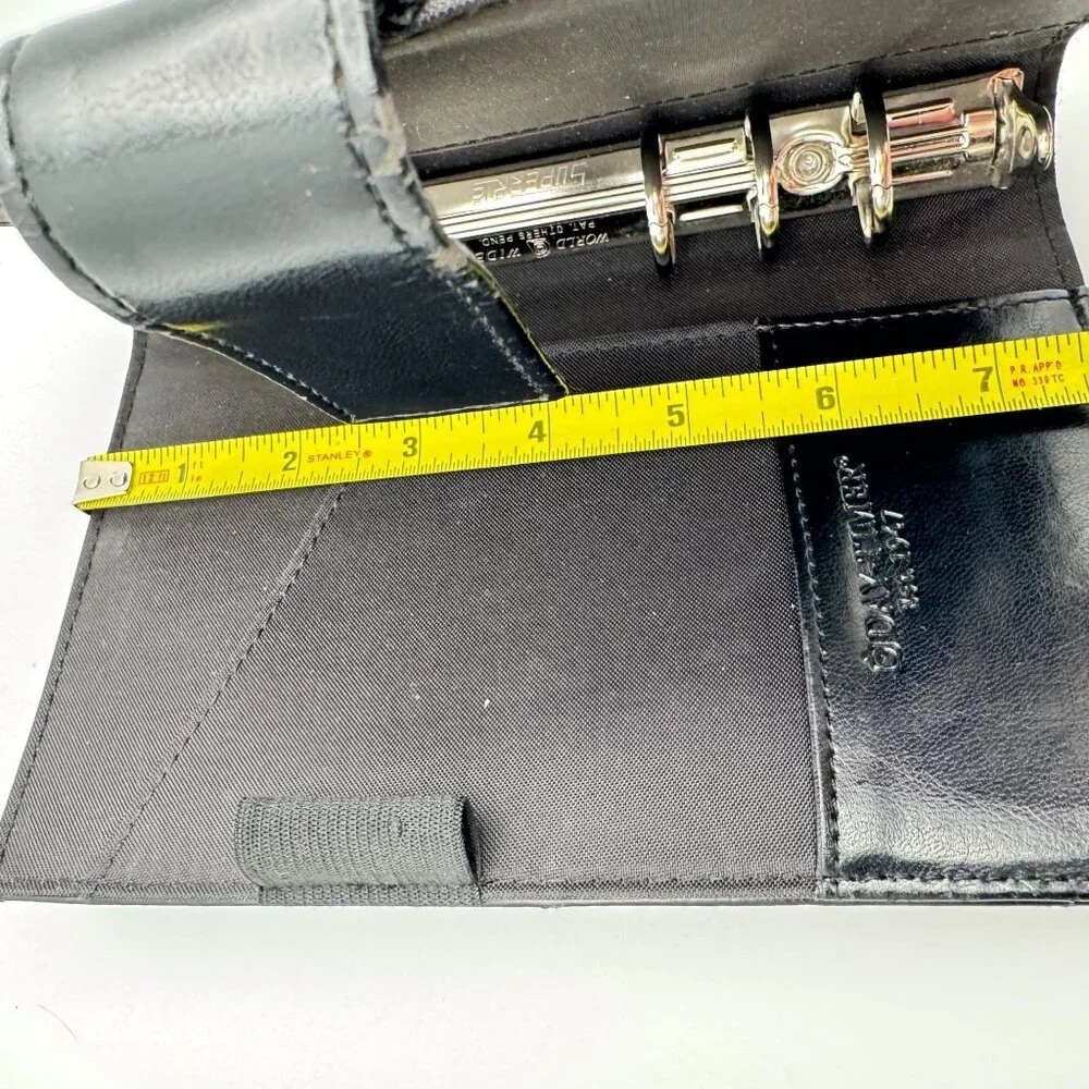 Day-Timer Black Faux Leather Snap-Close Organizer Stitched Compact 6-Ring Binder